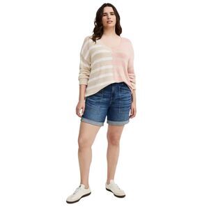 New! Torrid Pink and Cream V-Neck Sweater Sz 1X